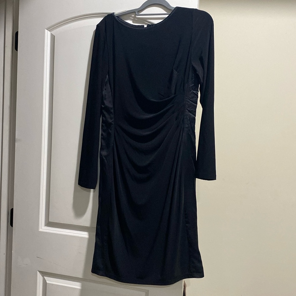 Ralph Lauren ruched waist black stripe dress